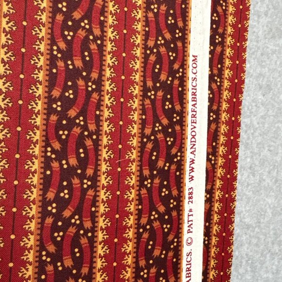 Andover Fabrics Burgundy & Gold Holiday Print Cotton Quilting Fabric 19"x34" - Picture 4 of 6